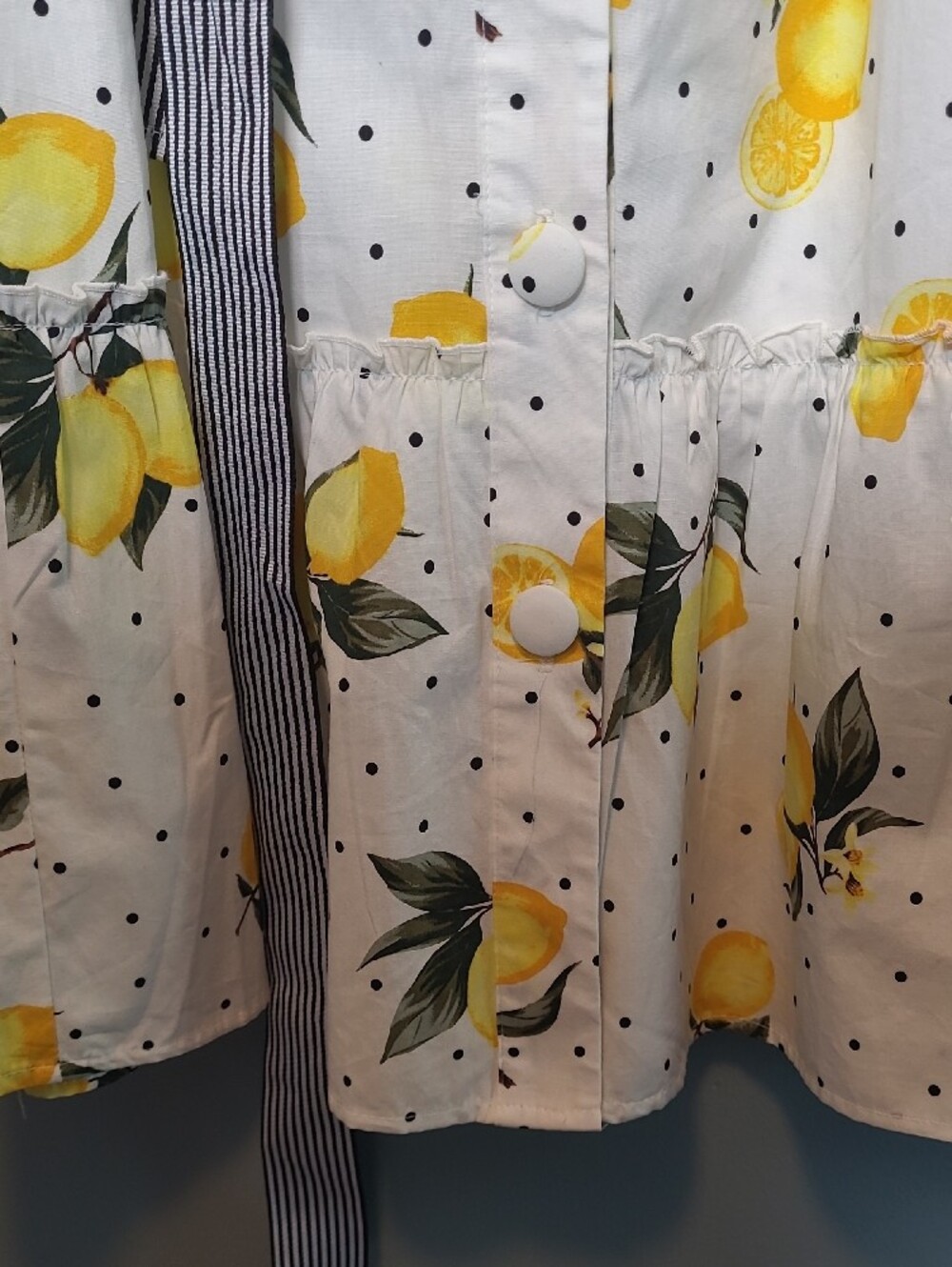 Lemon Print Midi Dress - White/Yellow - Picture 13 of 16
